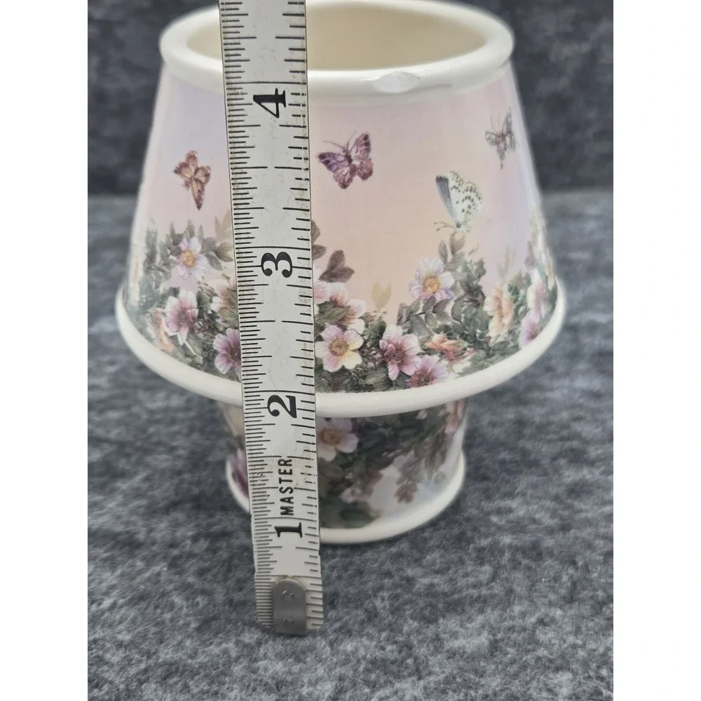 CARSON PORCELAIN BUTTERFLIES WILDFLOWERS SHADE CANDLE HOLDER Cottagecore Sm Chip
